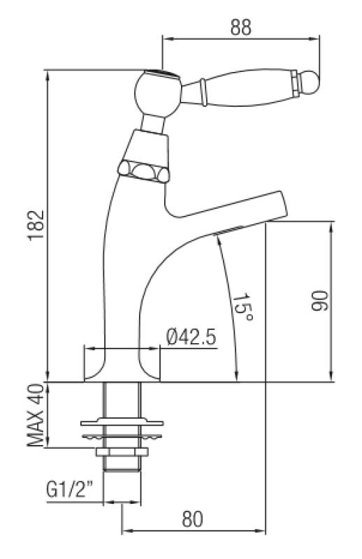 Grifo de lavabo PB Classic con palanca blanca agua fría modelo pequeño cromado 1208854162
