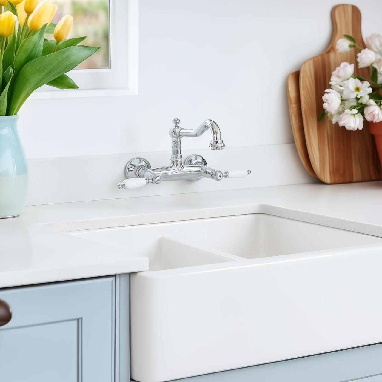 Grifo PB classic Grifo mural de superficie con palancas Blanco Cromado 1208854172 - Productafbeelding 2
