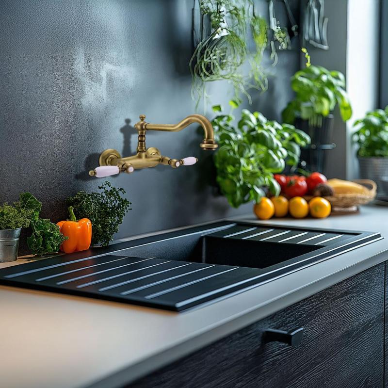 Grifo  PB Classic Grifo mural de superficie Palancas blancas Bronce 1208854182