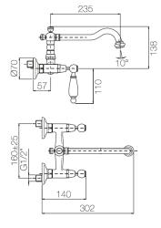 Grifo PB classic Grifo de pared de superficie Palancas blancas acero inoxidable 1208854192