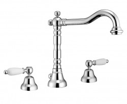 Grifo PB classic de lavabo de 3 orificios Palancas blancas en acero inoxidable 1208854282