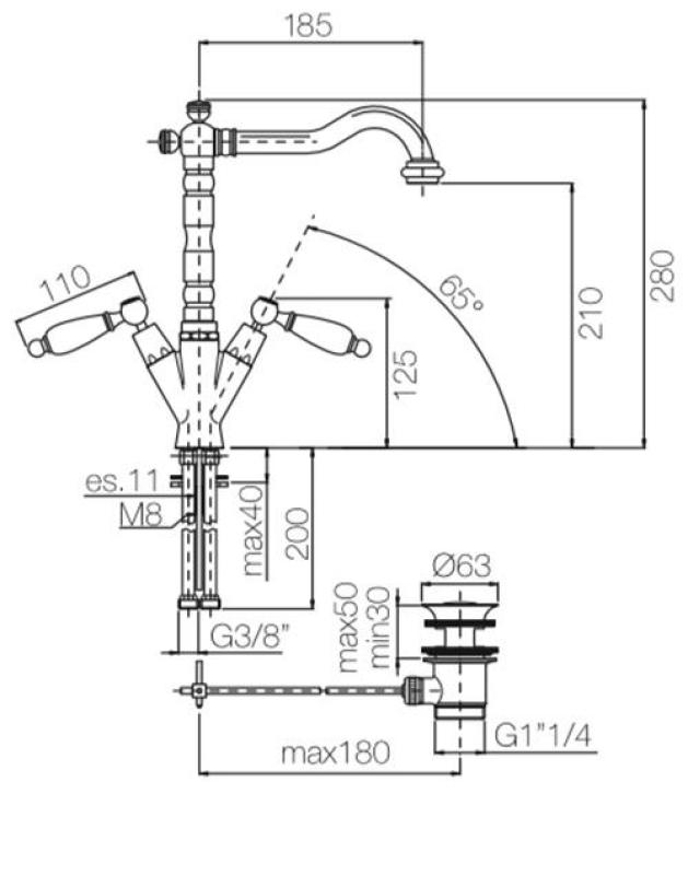 Grifo PB Classic para lavabo Palancas blancas caño 18,5 cm Cromado 1208854292