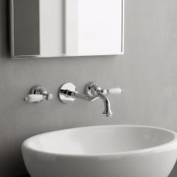 Grifo clásico PB empotrado en la pared con manijas blancas, salida de 25 cm, Cromo 1208854382