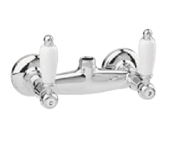 Mezclador PB Classic de ducha en superficie con palancas blancas conexión superior de acero inoxidable 1208854552