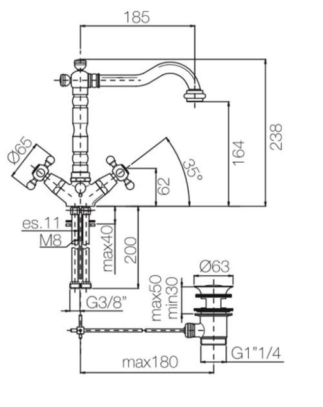 Grifo PB Classic para lavabo caño fuerte 18,5 cm Bronce 1208854962