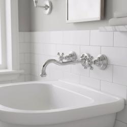 Grifo de pared empotrado clásico PB con manijas de estrella, 25 cm de salida, Cromo 1208855112