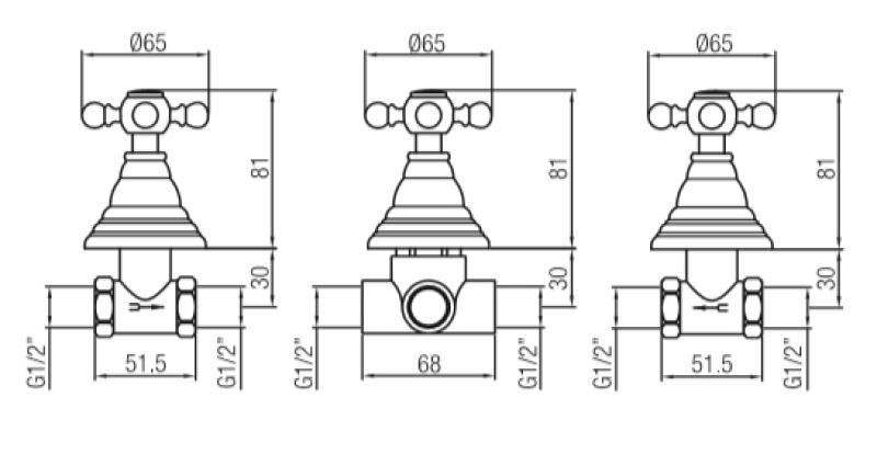 Kit PB Classic de ducha empotrado de 2 vias con desviador y manetas, cromado 120885536