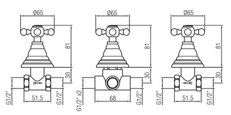 Kit PB Classic de ducha empotrado de 3 vías con desviador y manetas Cromado 1208855392