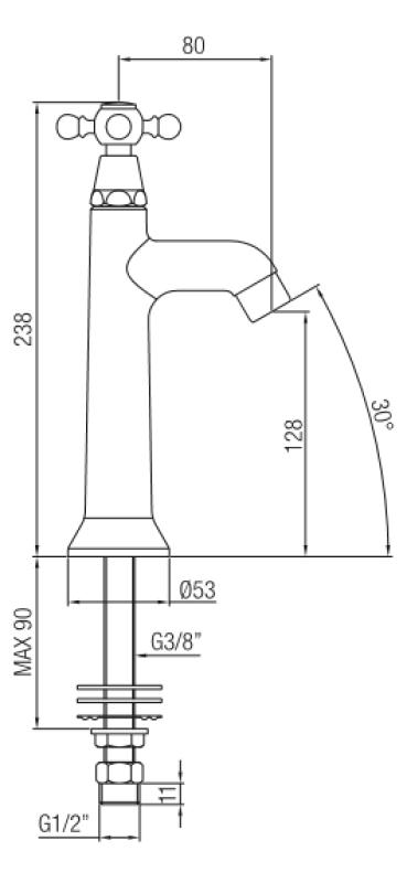 Grifo de lavabo PB Classic con pomo de estrella agua fría cromado 1208855532