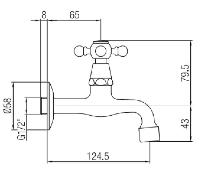 Grifo PB Classic mural con pomo de estrella agua fría acero inoxidable 1208855612