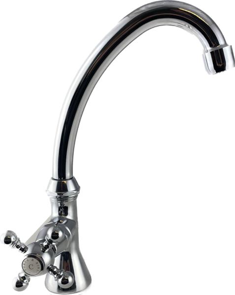 Grifo de lavabo PB Classic con pomo de estrella agua fría con caño alto cromado 1208855652