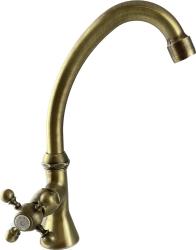 Grifo de lavabo PB Classic con pomo de estrella agua fría con caño alto color bronce 1208855662