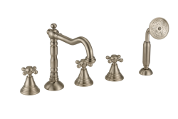 PB grifo clásico de 5 orificios para borde de bañera con mandos de estrella, acero inoxidable 1208855792