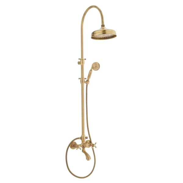 Conjunto de ducha PB Classic para baño de montaje en superficie con manetas de estrella y efecto lluvia bronce 1208855872