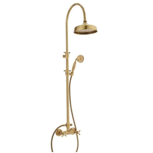 Conjunto de ducha PB Classic de montaje en superficie manetas de estrella con columna de ducha telescópica efecto lluvia bronce 1208855902