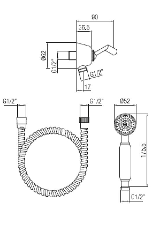 Conjunto de teleducha PB Classic con soporte suspendido acero inoxidable 1208899032