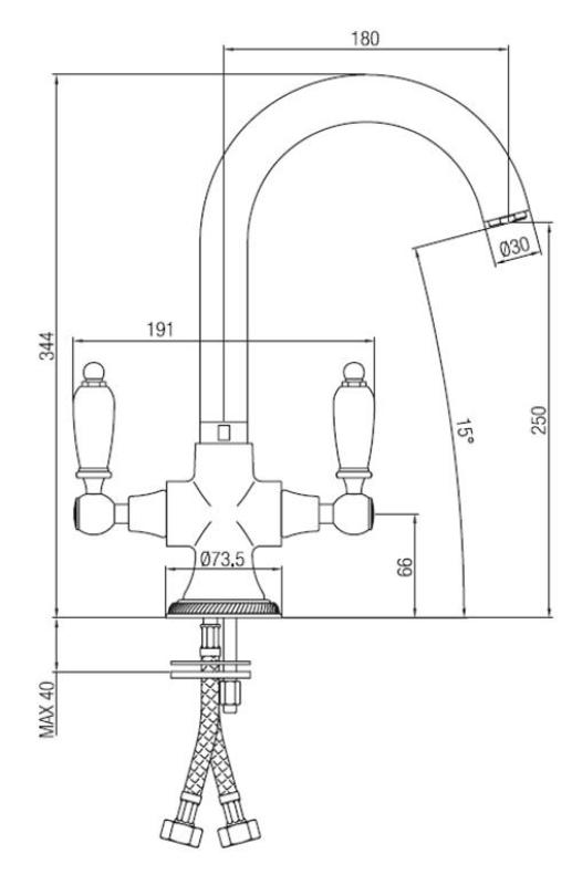 Grifo de cocina clásico PB con palancas Blancas Cromadas 1208910882