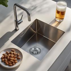 Fregadero Lorreine 45R Luxury de acero inoxidable 45x40 cm enrasado, bajo encimera y sobre encimera 1208912452