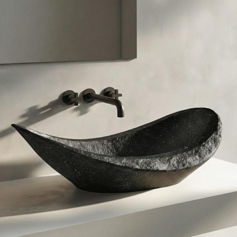 Grifo de lavabo empotrado Waterevolution Cruz 3 orificios negro mate 1208916572