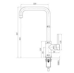 Grifo de cocina Lorreine Medway Negro con caño giratorio negro 1208916642