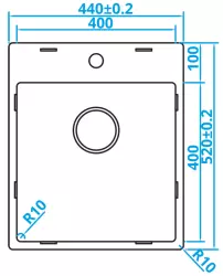 Fregadero Caressi Basic Line de acero inoxidable 40x40 para montaje enrasado, bajo encimera y sobre encimera con agujero para grifo CABLPP40KR10 1208920510