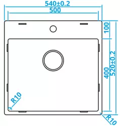 Fregadero de acero inoxidable Caressi Basic Line 50x40 para montaje enrasado, bajo encimera y sobre encimera con grifo CABL50KR10 1208920522