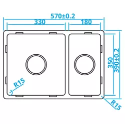 Fregadero de acero inoxidable Caressi Basic Line 39x57 para montaje enrasado, bajo encimera y sobre encimera CABL3318R15 1208920571