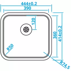 Fregadero de acero inoxidable Caressi Basic Line 44.4x41.4 para montaje enrasado, bajo encimera y sobre encimera CABLPP39R50 1208920574