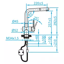 Grifo mezclador de cocina CARESSI cromo con caño extraíble cromo CA108CH en U ECO 1208920642