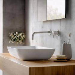 Grifo de lavabo empotrado Waterrevolution Flow totalmente de acero inoxidable T116BIEV2 con caño de 25 cm