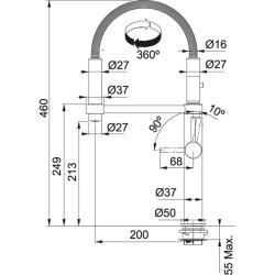 Grifo de cocina Franke Pescara Semi Pro 360 caño flexible y spray Negro 115.0545.136