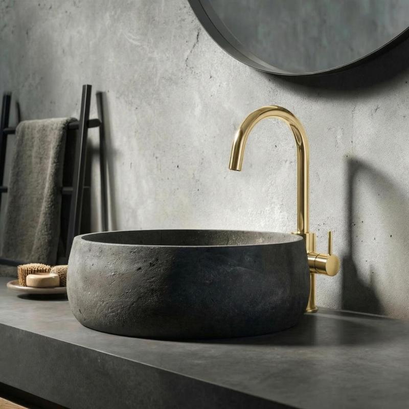 Grifo Waterevolution Flow modelo alto PVD cepillado dorado brillante T1121FWGE