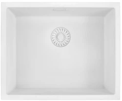 Fregadero de cuarzo blanco Caressi White Line 50cm sobre encimera o bajo encimera CAGRPP50WH-TU 1208921343