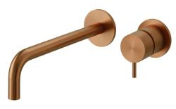 Grifo de lavabo empotrado Waterrevolution Flow PVD cobre cepillado con caño de 21 cm T116BCPE-21