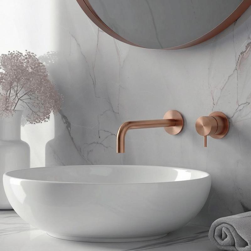 Grifo de lavabo empotrado Waterrevolution Flow PVD cobre cepillado con caño de 21 cm T116BCPE-21