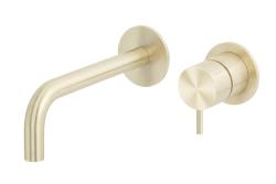 Grifo de lavabo empotrado Waterrevolution Flow PVD oro blanco con caño de 15 cm T116BWGE-15