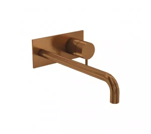 Mezclador de lavabo Waterevolution Flow empotrado con embellecedor PVD cobre satinado y caño 15cm T1161CPE-15