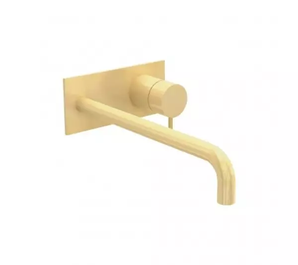 Grifo mezclador de lavabo Waterevolution Flow con embellecedor PVD dorado claro y caño 21cm T1161WGE-21