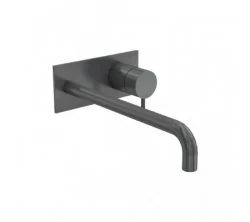 Grifo monomando Waterevolution Flow empotrado de lavabo con embellecedor PVD Gris plomo y caño de 15cm T1161GME-15