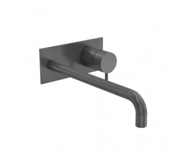 Grifo monomando Waterevolution Flow empotrado de lavabo con embellecedor PVD Gris plomo y caño de 15cm T1161GME-15