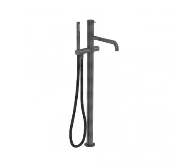 Grifo mezclador Waterevolution Flow de pie para bañera independiente con teleducha gris plomo T133GME