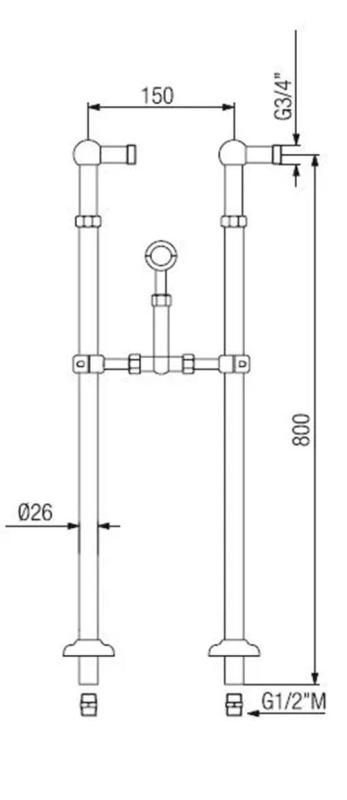 Grifo PB Nostalgic de pie para bañera independiente con pomos fuertes acero inoxidable 6000