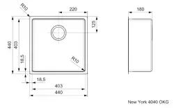 Fregadero Reginox New York mediano de acero inoxidable 40x40 okg tapón R28124