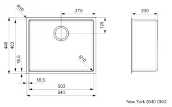 Fregadero Reginox New York mediano de acero inoxidable 50x40 con tapón OKG R28131