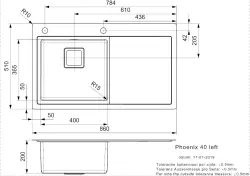 Fregadero Reginox Phoenix 40 izquierdo de acero inoxidable con escurridor 86x51cm L2511 R32909