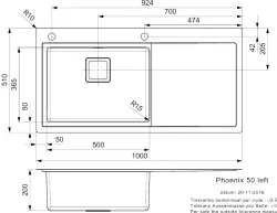 Fregadero Reginox Phoenix 50 izquierdo de acero inoxidable con escurridor 100x51cm L2501 R32886