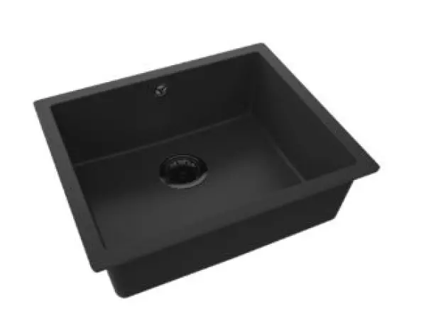 Fregadero de granito GraniteMy Bremen 49x40 cm negro de montaje bajo encimera y enrasado 1208952251