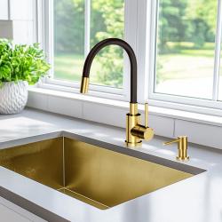 Dispensador de jabón de cocina empotrable PVD oro 1208952330