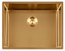 Fregadero de lujo Lorreine 50SP-Gold de acero inoxidable PVD Gold 50x40 para montaje bajo encimera, enrasado y sobre encimera 1208952368