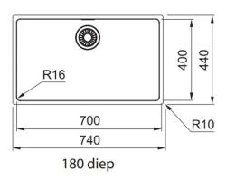 Fregadero de acero inoxidable extragrande Franke Maris MRX 210.70 enrasado, bajo y sobre encimera 127.0529.811